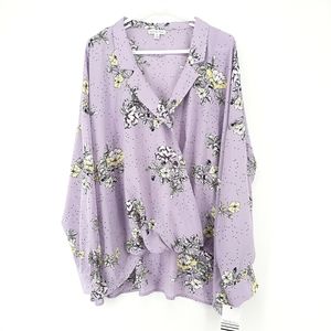 NWT Ophelia Roe Plus 3x Lavender Floral Blouse